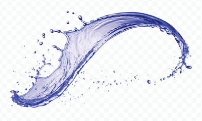 abstract fresh and clean water splash with drops in mid air cut out and curve style isolated on white background