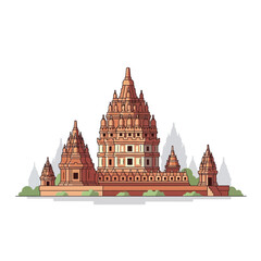 Naklejka premium Detailed minimalist illustration of ancient temples architectural landmark