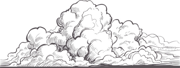 Black and white detailed of billowing cumulus clouds
