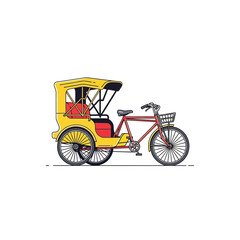Fototapeta premium Vintage cycle rickshaw illustration showcasing a classic transportation mode