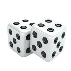 Two white dices falling on table on isolated transparent, alpha background, Casino gambling and casting lots concept png