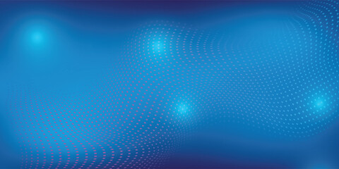 Obraz premium Abstract Blue Dot Wave Background With Neon Dots and Gradient Light Flow - Technical Backdrop Design eps10