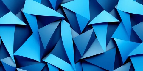 Abstract blue and black geometric shapes forming a complex, repeating pattern,  fabric,  artwork