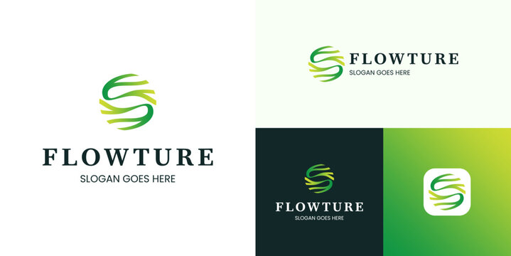 Creative circle root flow for nature logo icon design vector illustration element, modern circular symbol with gradient green for ecology of environmental protection and brand identity business - Powered by Adobe