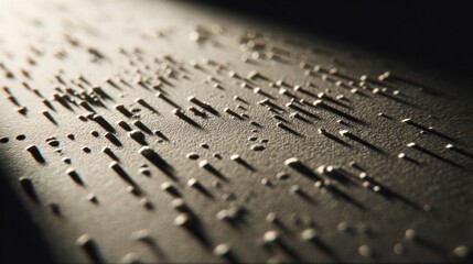 Beautiful close-up macro shot of Braille text with dramatic shadows