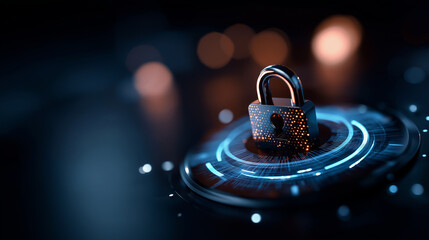 Hacker attack and data breach visualization information leak concept display futuristic cyber background broken lock symbol security compromise representation defocused