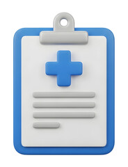 Fototapeta premium Blue 3D Medical Clipboard with Blue Cross Icon PNG Transparent