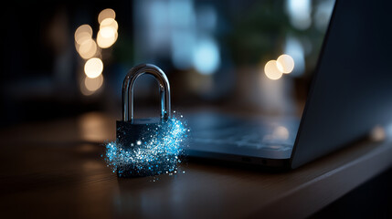 Ransomware business computer malware visualization privacy breach concept data encryption attack system compromise display cybercrime threat representation defocused digital