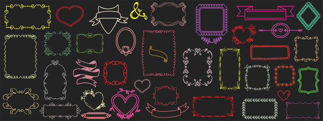  colorful hand drawn doodle photo frames borders illustration vector set.