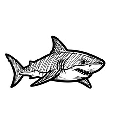 Fototapeta premium Sketch of a shark swimming gracefully in ocean waters 