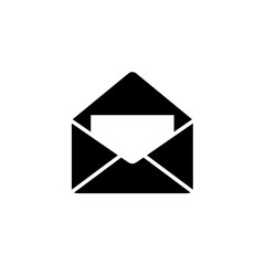 Email Notification: A simple yet elegant black-and-white icon depicts an open envelope, symbolizing communication and the arrival of a message.