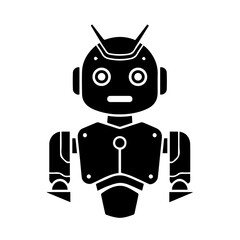 Robot Icon: A sleek, modern robot, perfect for illustrating themes of technology, innovation, and futuristic concepts, rendered with clean lines and a minimalist aesthetic.