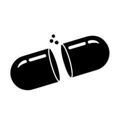 Medication Capsule: A striking monochrome depiction of an open capsule, symbolizing medical remedies, medication, health, treatment, and solutions.