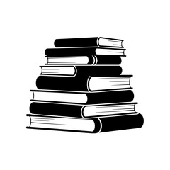 Stack of Books: A monochrome depiction of a towering pile of books, symbolizing knowledge, education, and the joy of reading.