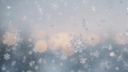 Fototapeta premium Close-up of snowflakes with soft bokeh in the background, winter atmosphere