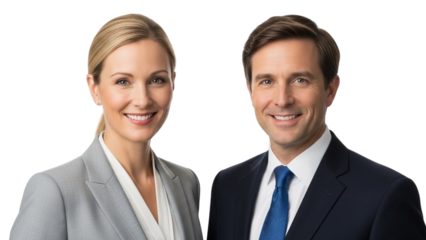 Professional business couple standing together