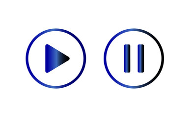Blue gradient play and pause buttons for media player interface.
