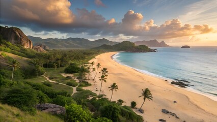 View of breathtaking beach and nature landscape design