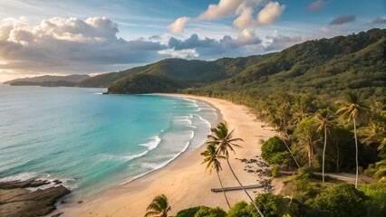 View of breathtaking beach and nature landscape
