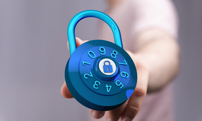 Secure your data and protect against threats with this image of a blue padlock, a symbol of security and digita