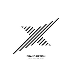 Stylish modern minimalist abstract letter X logo design concept featuring bold parallel black lines 