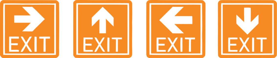 Emergency Exit Icon set. exit door sign. Escape and evacuation symbol. Various exit sign isolated white background.Evacuation and relocation of people to safety, Vector illustration !