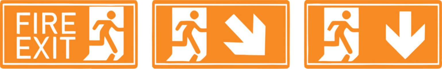 Emergency Exit Icon set. exit door sign. Escape and evacuation symbol. Various exit sign isolated white background.Evacuation and relocation of people to safety, Vector illustration !