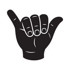 Obraz premium A black and white illustration depicting a hand making the shaka sign gesture