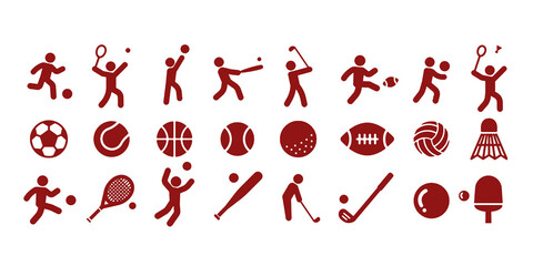 Vector ball sports silhouette icon set
