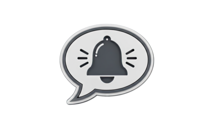 Gray Bell Icon Inside Speech Bubble With Sound Waves on Transparent Background Vector Illustration Graphic Design Element
