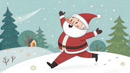 Funnyh santa claus jumping 