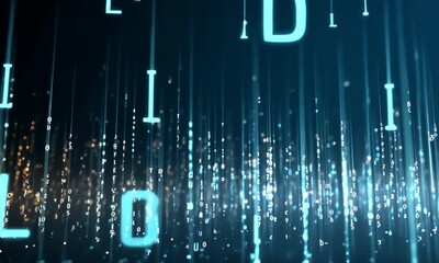 Abstract visualization of a network of glowing data cables floating in a dark digital space representing information flow and connectivity - Powered by Adobe