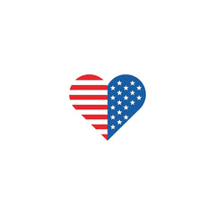 Obraz premium American heart symbol with usa flag design on transparent background