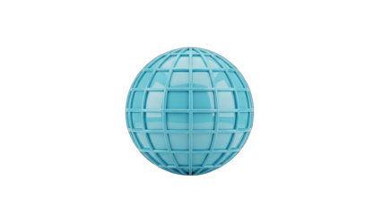 Abstract Blue Wireframe Sphere With A Glossy Surface On A Black Background With A Transparent Background Option Available