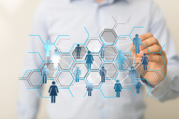 Abstract depiction of network, teamwork, business development, social networking, global network, communication, concept of a connected network