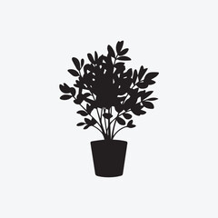 Clean Vector Illustration of a Single Potted Plant