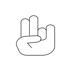 Peace Sign Hand Gesture, Black and White Line Art Illustration
