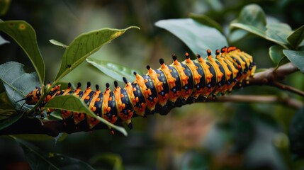 Vibrant Caterpillar on White Background