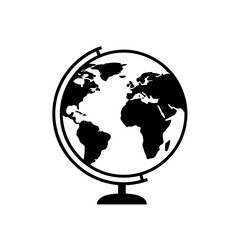 Isolated 3D terrestrial globe object showing Earth's continents and oceans,