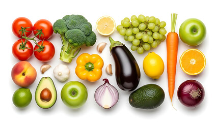 Fresh Harvest Array: A vibrant assortment of colorful and nutritious fruits and vegetables, offering a visual feast of health and wellness.