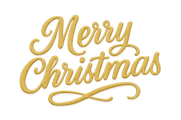 Fototapeta premium Gold merry christmas script lettering creating a festive holiday greeting. Transparent background for versatile use in seasonal designs