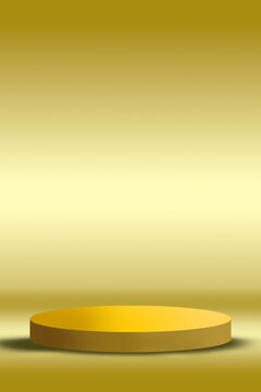 A luxurious gold display podium with rich gradient lighting, ideal for cosmetic branding, premium product ads, jewelry presentation, and elegant promotional visuals