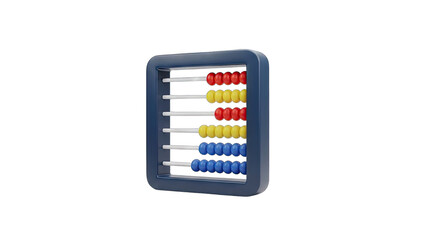3D Rendered Abacus Counting Tool With Blue Red And Yellow Beads On White Background With Transparent Background
