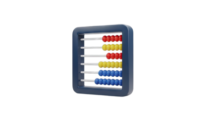 3D Rendered Abacus Counting Tool With Blue Red And Yellow Beads On White Background With Transparent Background
