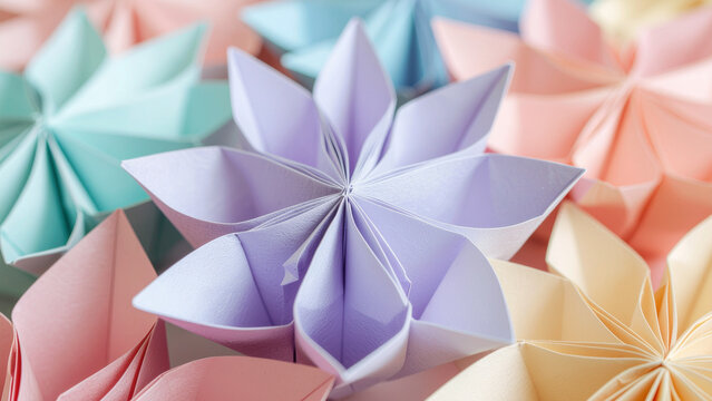 Macro Origami Flower in Pastel Colors