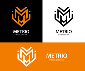 Minimalist and strong letter M logo. Perfect for media, marketing, manufacturing, or management consulting firms. Customizable vector graphic.