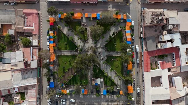 Vista a&eacute;rea con drone de Tilcara en la provincia de Jujuy, Argentina