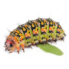 Vibrant Caterpillar on White Background
