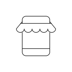Simple Black and White Illustration of a Market Stall or Booth