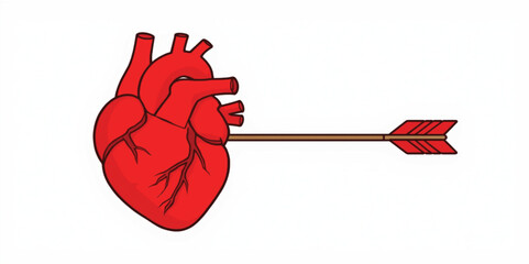 Valentine Heart Pierced by Cupid's Arrow - Love, Passion & Valentine's Day Symbolism